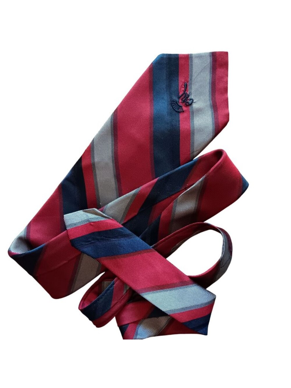 Striped Red Navy Grey True Vintage Necktie Magee 1866 Mens 1970's actate 56" 3"